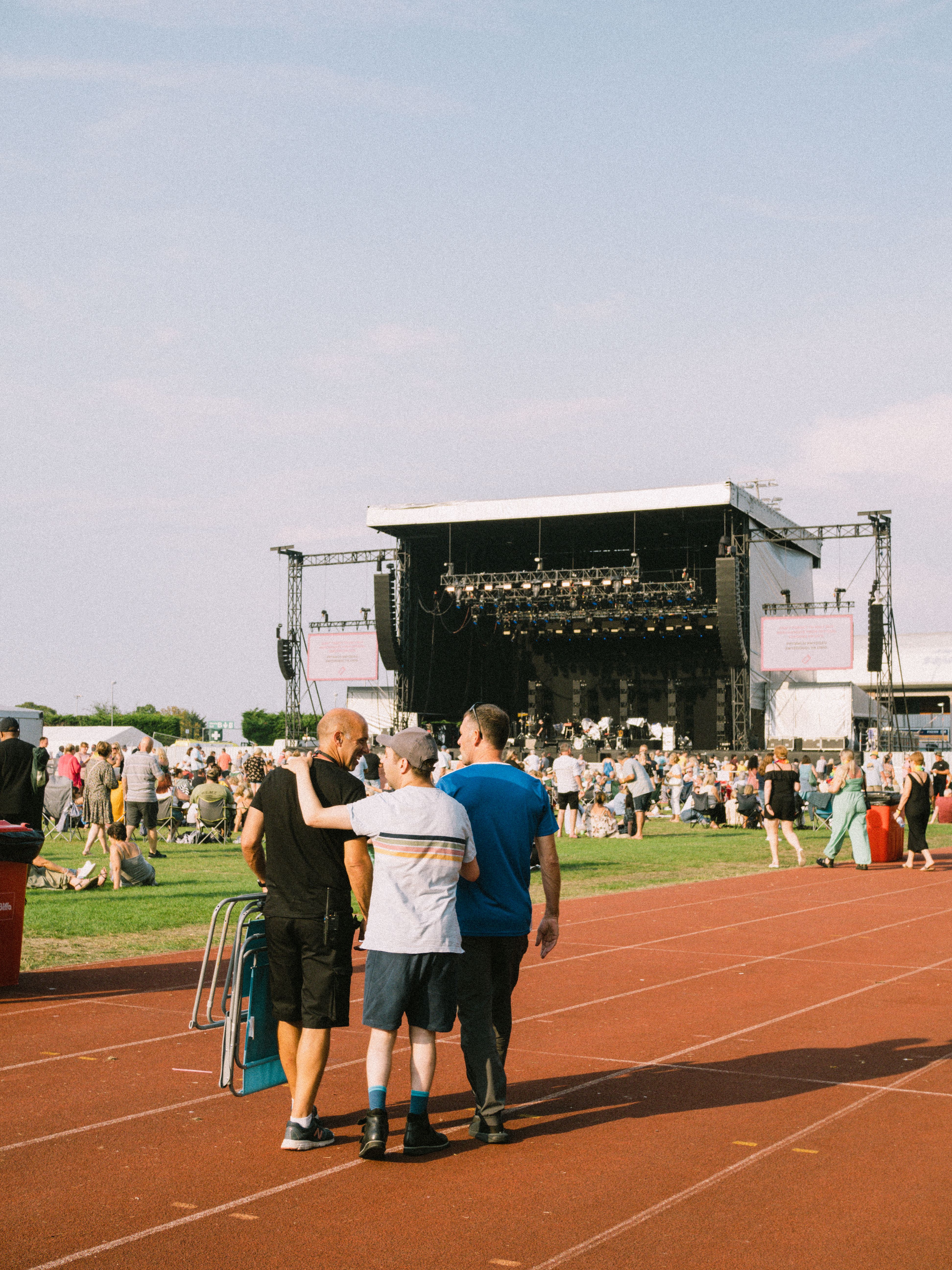 Outdoor concert event on a track