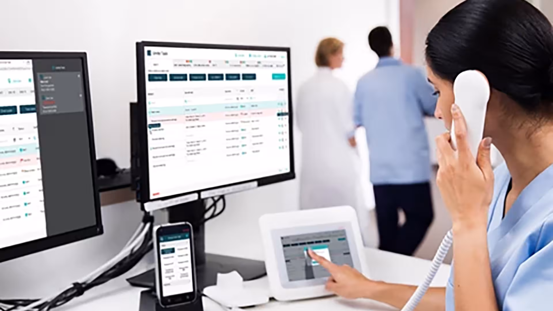 Ascom nurse call station with nurse calling out