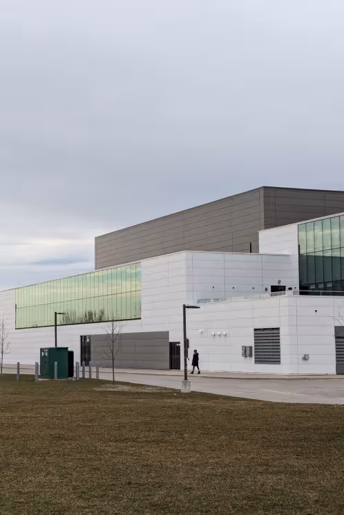 Data center with person walking