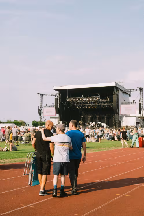 Outdoor concert event on a track