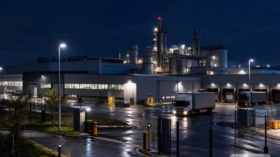 Site industriel de nuit