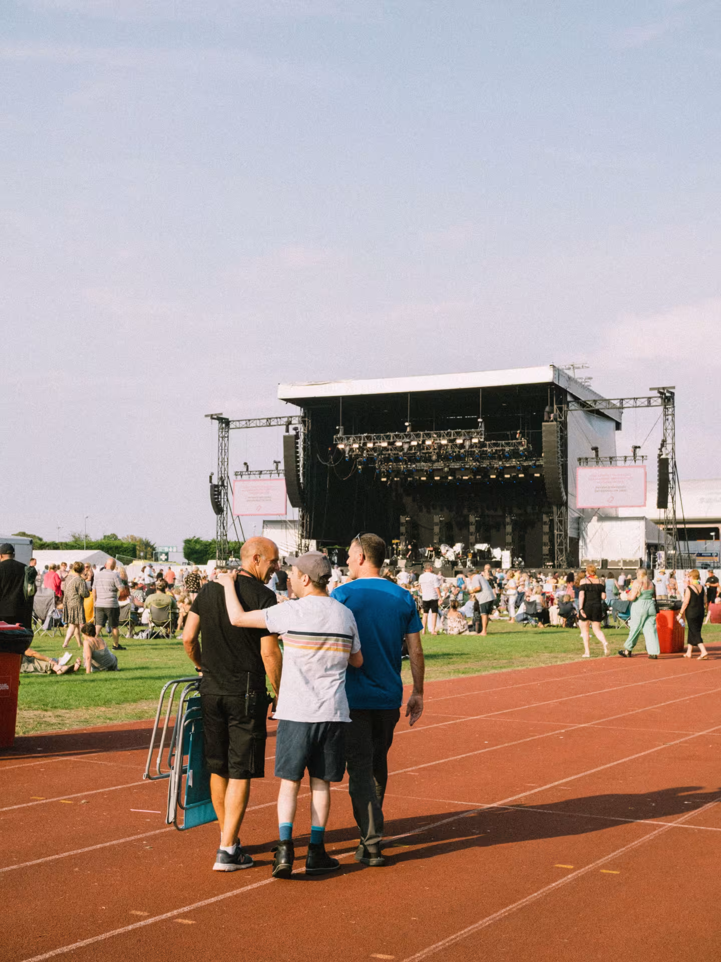 Outdoor concert event on a track